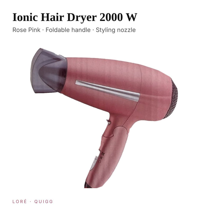 QUIGG GT-HDIF-01 rose pink ionic hair dryer 2000W
