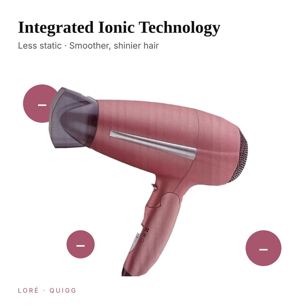 QUIGG 2000W ionic hair dryer for frizz control