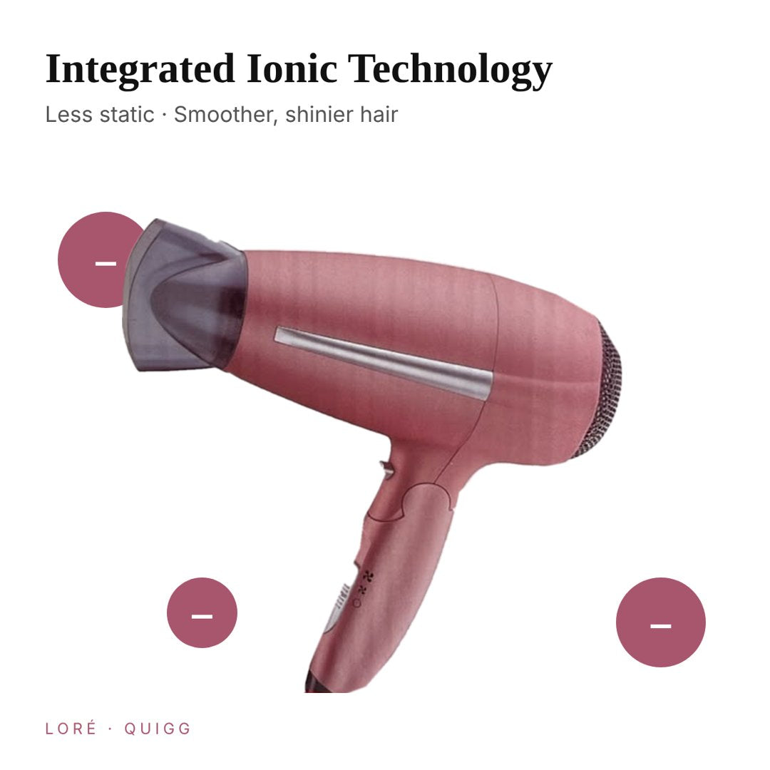 QUIGG 2000W ionic hair dryer for frizz control