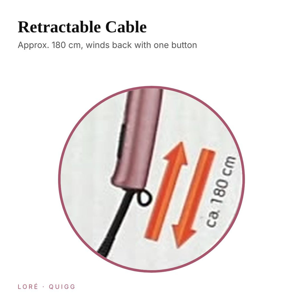 QUIGG retractable cable hair dryer in rose pink