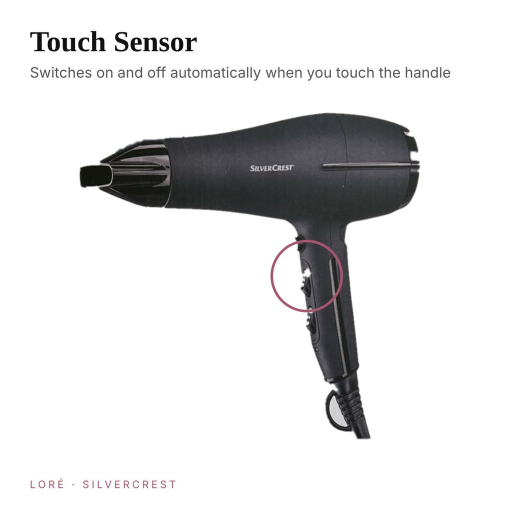 SilverCrest touch sensor hair dryer close up