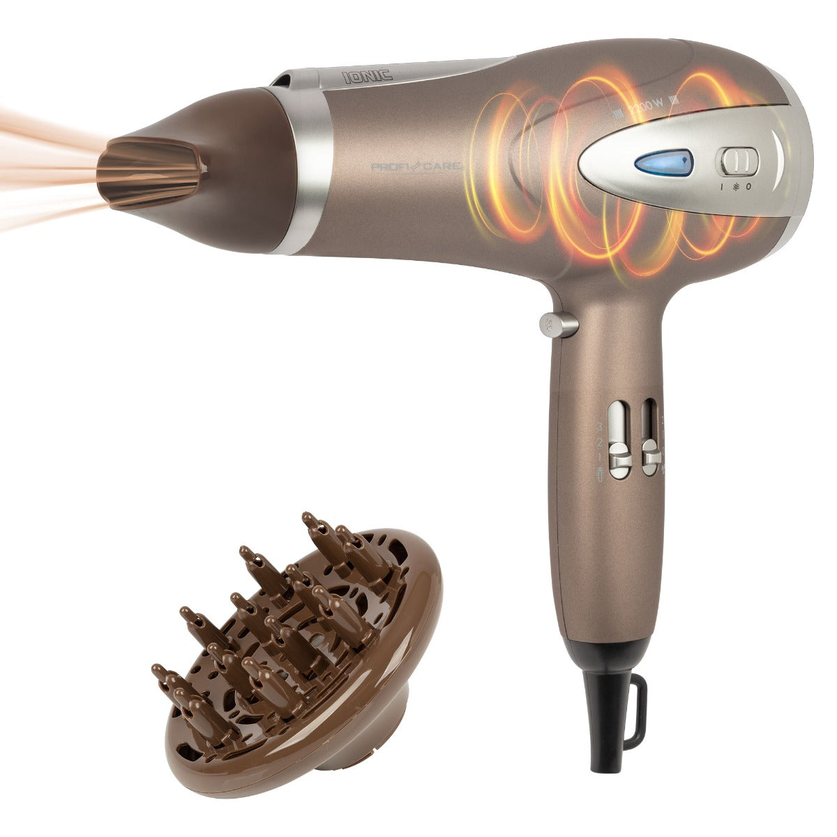 Profi Care PC-HTD 3113 professional ionic hair dryer 2200W with diffuser and styling nozzle